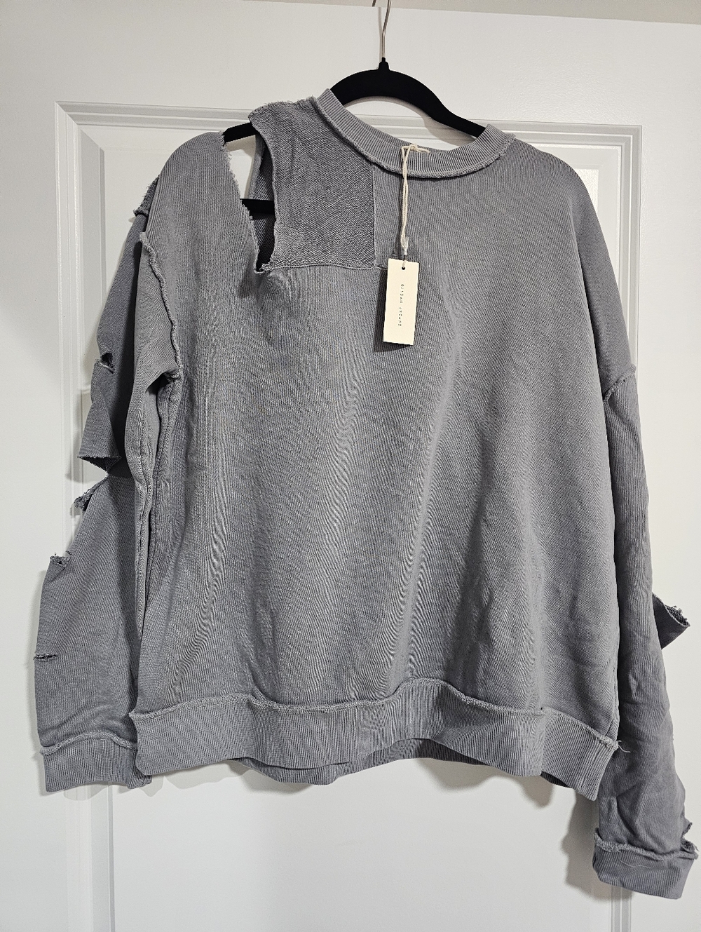 Buckle Slate Gray Distressed Sweatshirt